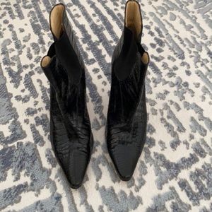 Manolo Blahnik black snake skin booties size 36